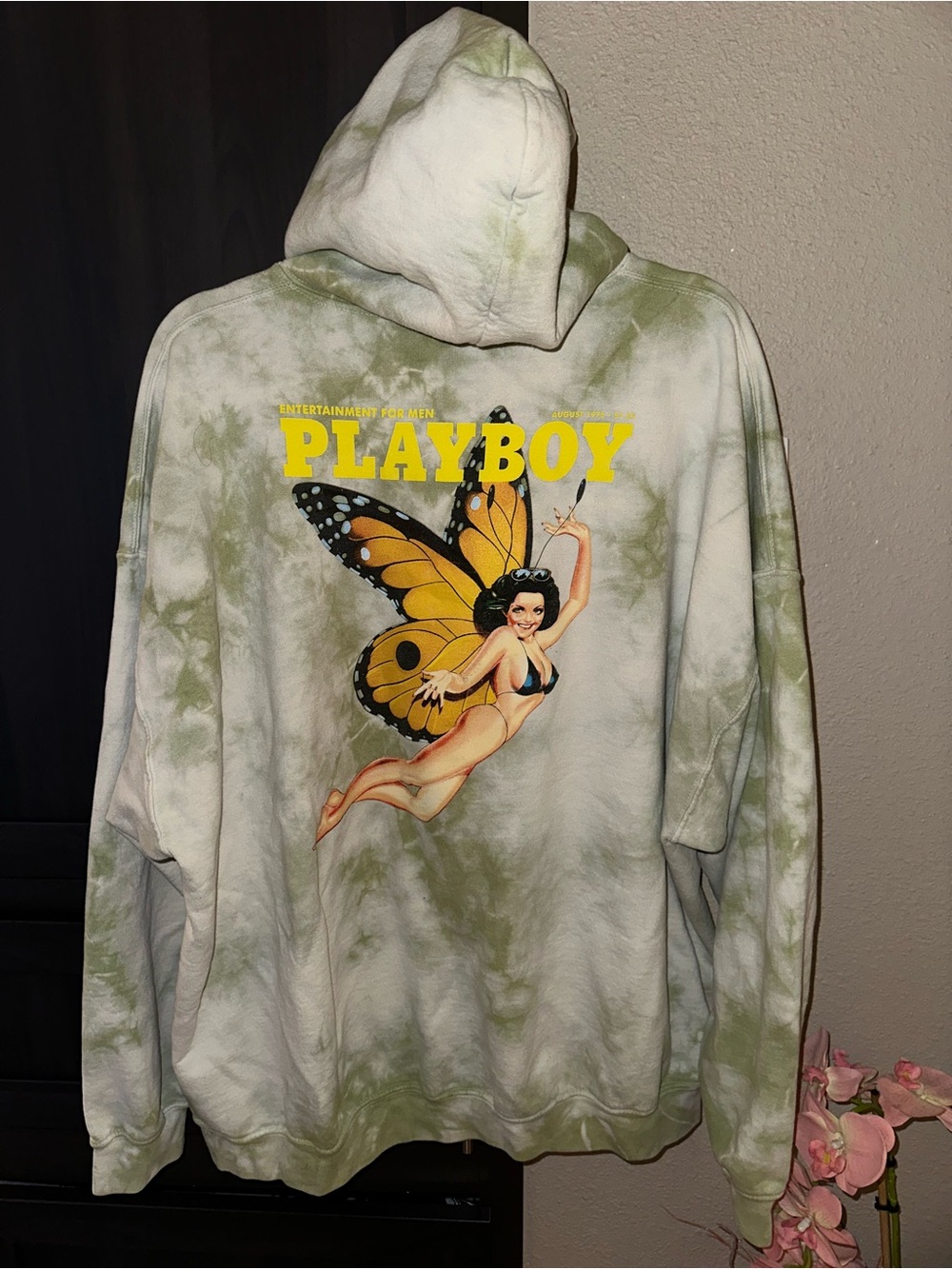 PLAYBOY Tie-Dye Hoodie with Butterfly Print